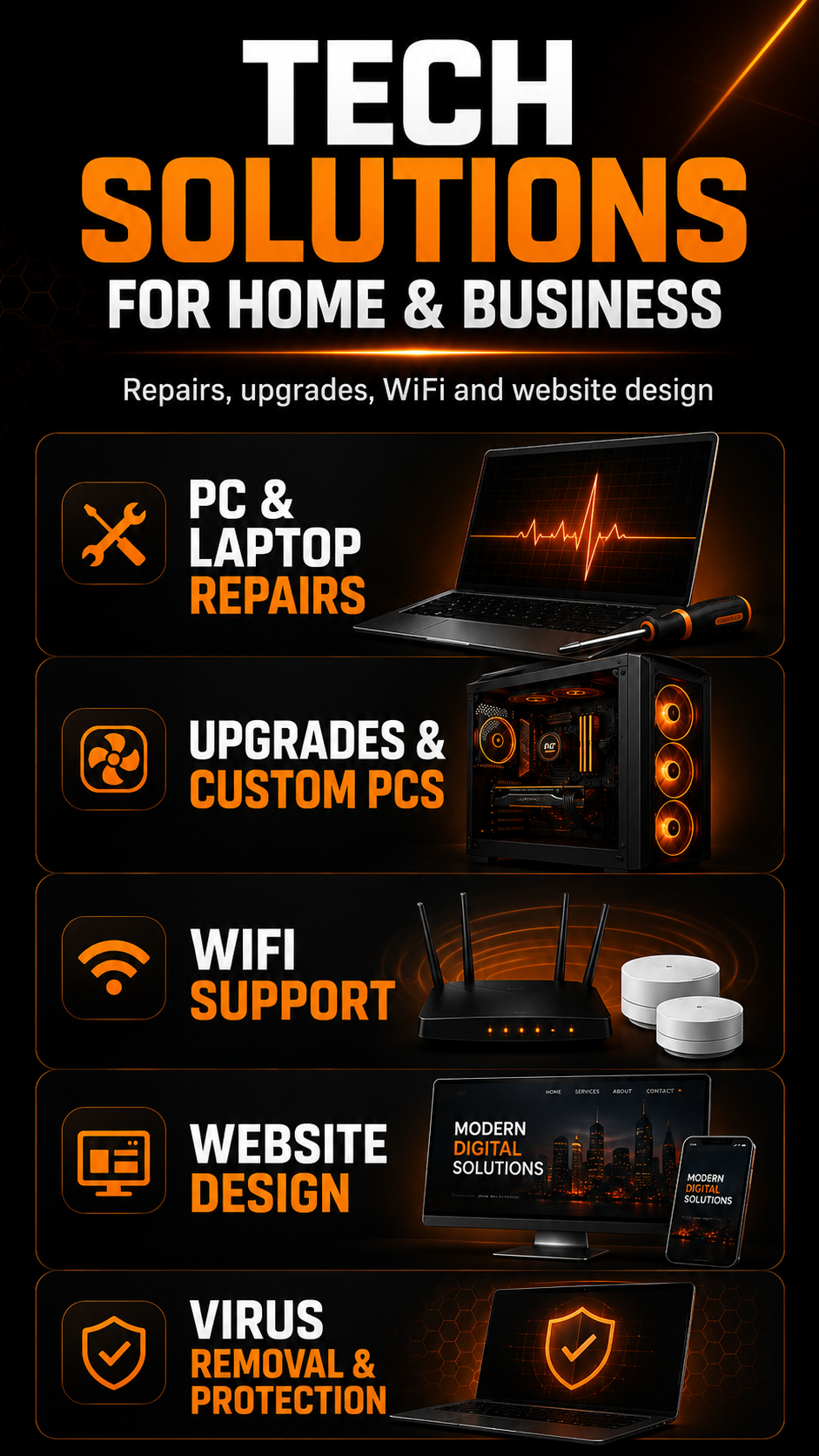PC Tech Guru computer repair, upgrade and WiFi support imagery